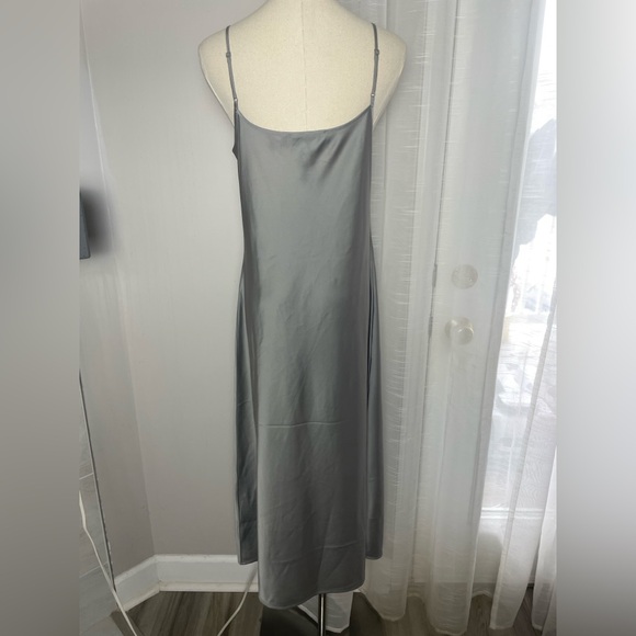 NWT Allsaints Hana Satin Gray Slip Midi Dress Size Medium - Picture 5 of 8
